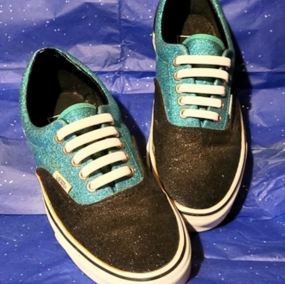 Vans Unisex Sneakers, Men's 6.5/Woman's 8, Sparkly blue and black - Picture 3 of 5